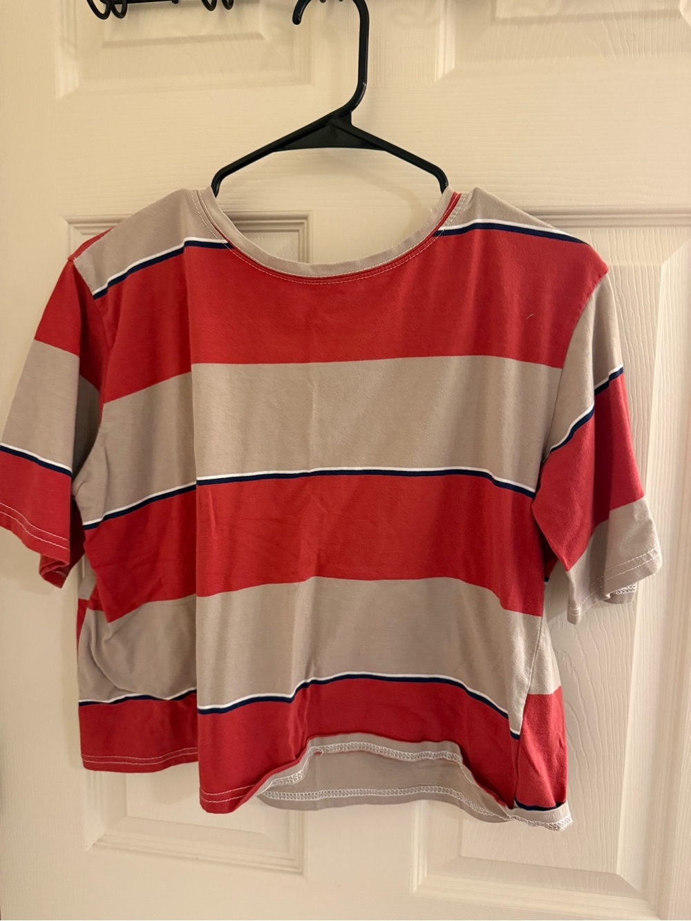 ADORA Red and Beige Striped Crop Top